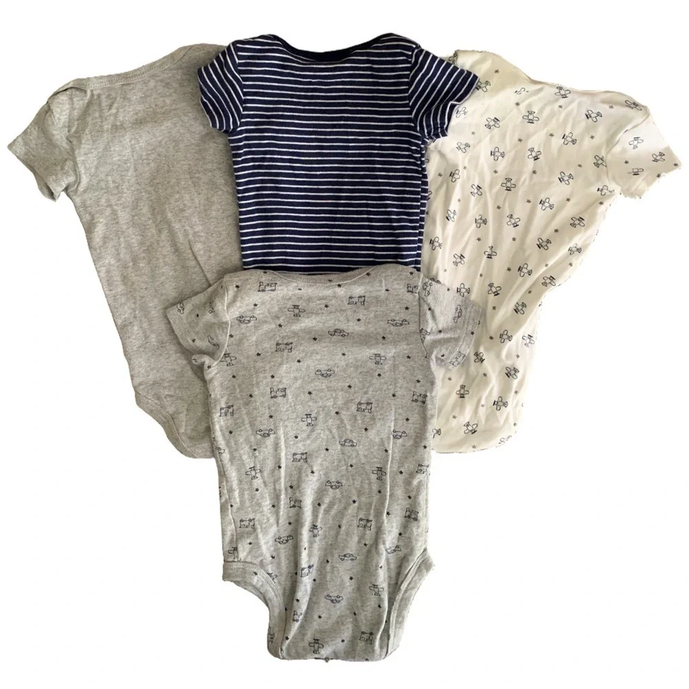 Carter's Gray, Navy, and White Baby Bodysuits